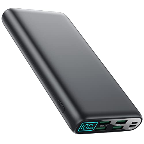 Trswyop Bateria externa 27000 mAh, [5 saídas únicas e 0-100 % ecrã LCD] grande capacidade Power Bank USB C carregamento rápido carregador portátil compatível com iPhone 15 14 13 Pro MAX Samsung S23