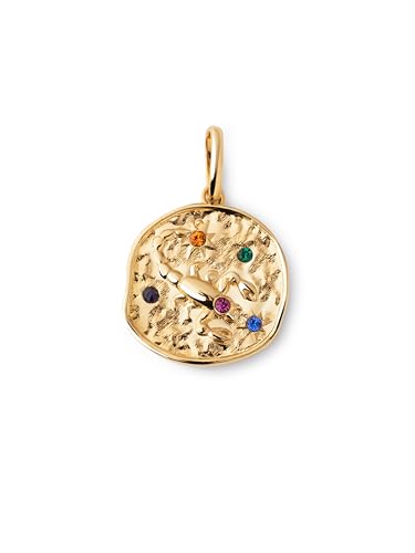 SINGULARU - Charm Organic Colors Zodíaco - pingente em latão com acabamento casa de banho de ouro de 18 Kt - Charm combinado com colar - jóias para mulher