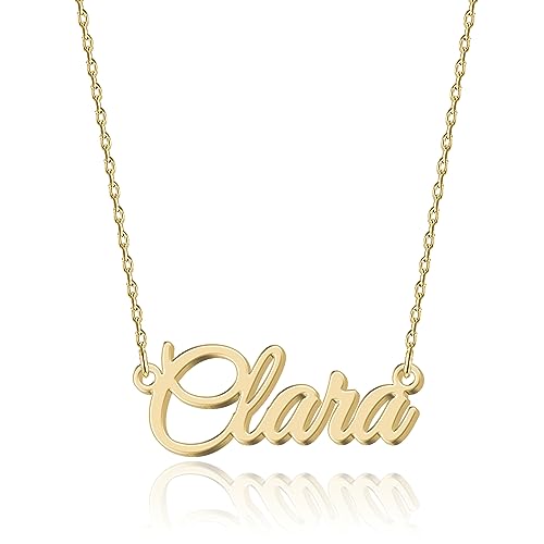 UMAGICBOX Colar personalizado com nome | Escolha entre 14 estilos de fonte | pendente personalizado de aço inoxidável banhado a ouro de 18 K e prata de lei | presente para ela