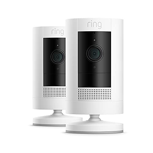 Ring Cámara exterior con enchufe (Stick Up Cam) | Cámara de vigilancia wifi HD para tu domicilio con comunicación bidireccional, instalación fácil | 30 días gratis de Ring Home | 2 Cámaras