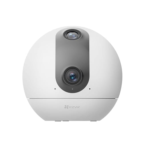 EZVIZ 6 MP (2 K + 2 K) Câmara de vigilância interior de 360 ° lente dupla, detecção humana AI, seguimento automático, chamada bidirecional com botão tátil, WiFi 6 de banda dupla 2,4/5 GHz, suporta 512