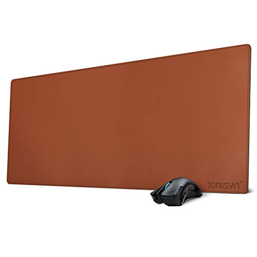 ZORESYN Tapete de rato tamanho XL 900 x 400 mm almofada de mesa couro PU para jogos e escritório com tamanho grande (castanho claro)