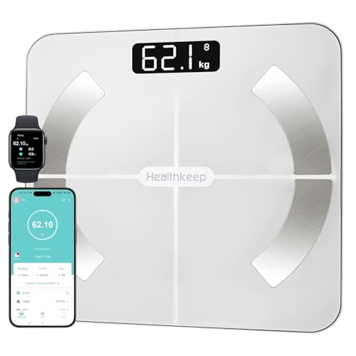 Bascula de casa de banho digital, base de gordura corporal e muscular com aplicação, base para peso corporal inteligente, 13 monitores de composição corporal peso IMC muscular, máximo 180 kg