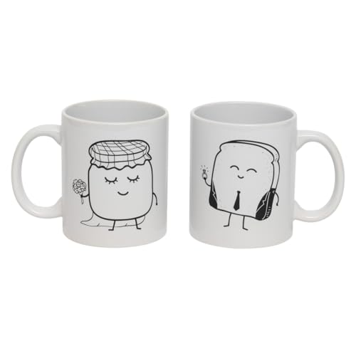 Mr. Wonderful - Conjunto de 2 chávenas Iconic - Juntos é melhor - 2 chávenas de cerâmica - canecas originais para oferecer - canecas com mensagem
