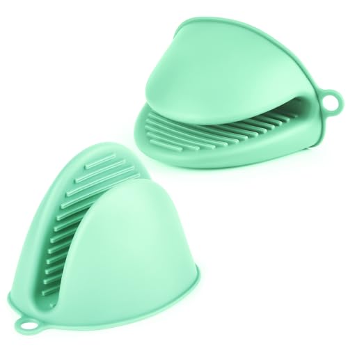 AUAUY 1 par de silicone mini luvas forno, luvas resistentes ao calor, luvas bonitas forno churrasco, luvas pequenas para cozinha, luvas para Airfryer para cozinhar, assar e grelhar (azul)