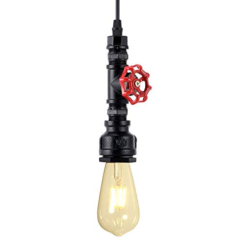 KAWELL Industrial vintage candeeiro suspenso luz de tubo de água candeeiro de teto retro luz pendente E27 base ferro para café loft bar restaurante estúdio cozinha quarto