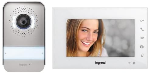EASYKIT WiFi, kit de videoporteiro conectado, 2 fios, monitor a cores de 7" e placa de rua câmara grande angular, controlo através de aplicativos, 1 ou 2 unidades familiares, branco