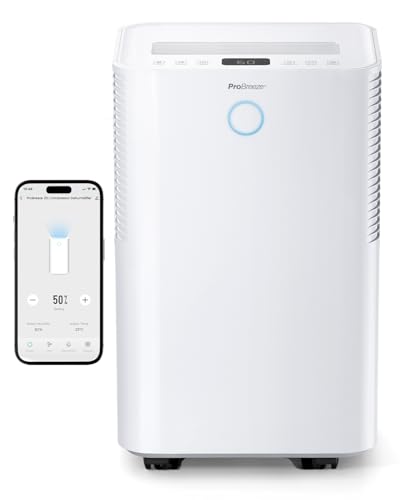 Pro Breeze OmniDry Deshumidificador 20 l/dia, depósito 4 litros, wi-fi, secagem de roupa, sensor de humidade, temporizador 24 H, modo noturno, ideal para humidade, mofo e condensação