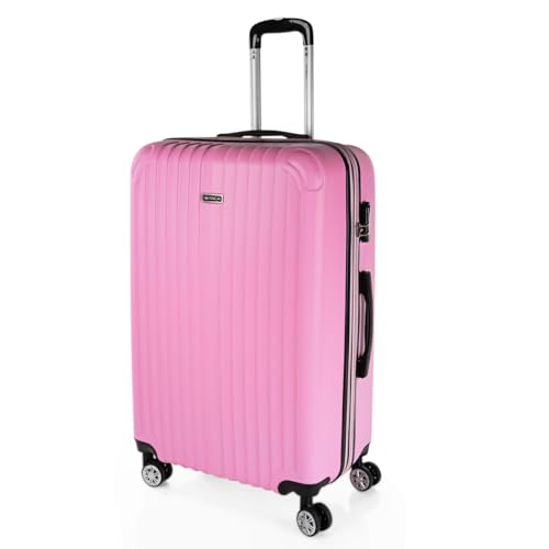 ITACA - Malas de viagem jogo malas 4 rodas - conjunto de malas de viagem - jogo malas de viagem leves. Cadeado de combinação, ROSA, L, Plus Size 29"