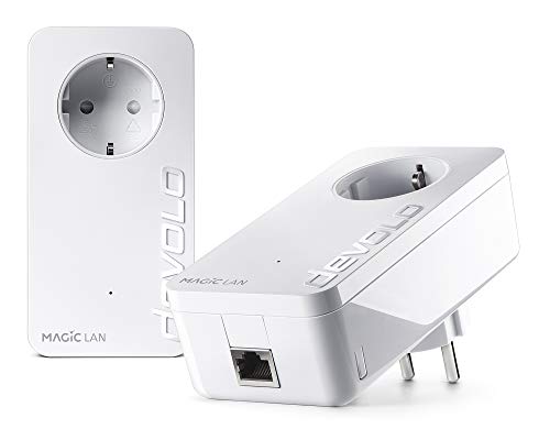 devolo Magic 1 LAN Starter Kit, adaptador LAN Powerline até 1,200 Mbit/s, ideal para escritório em casa e jogos, 1 porta LAN Gigabit, dLAN 2.0, branco