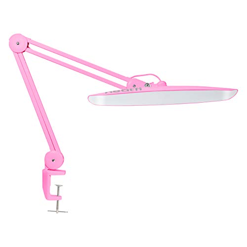 Neatfi Candeeiro de secretária LED XL, 2,200 lúmens, 4 níveis de brilho, 6500K, 24 W, 117 LED SMD, regulável, luz de tarefa de nível profissional para casa (No-CCT com braçadeira, rosa)