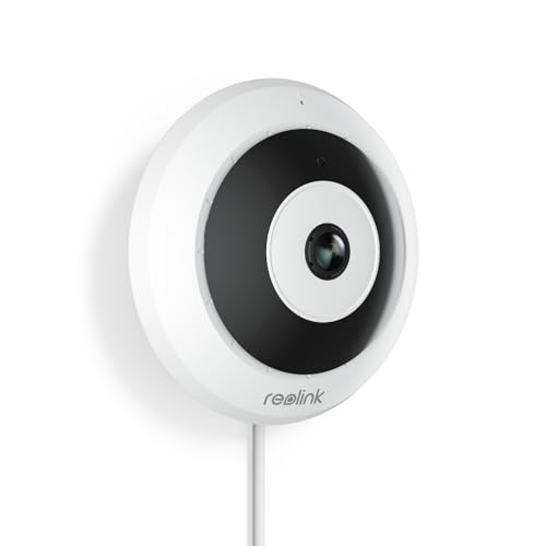 Reolink 6MP Câmara IP PoE de olho de peixe, 360º, HD, interior, segurança câmara de casa / escritório, deteção pessoas, comunicação bidirecional, instalação flexível, várias visualizações, FE-P branco