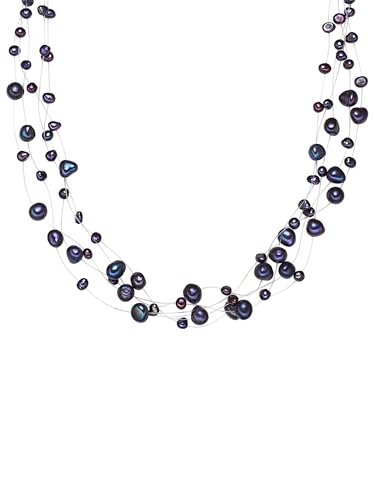 Valero Pearls Colar para mulher prata de lei 925 pérolas de água doce de cultivo corrente de pérolas