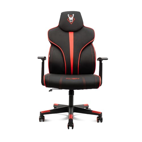 Woxter Stinger Station Alien Red Cadeira para jogos no escritório, Gamer, eixo de aço, elevação por pistão, tecido respirável, ergonómico, apoios de braços, altura ajustável)