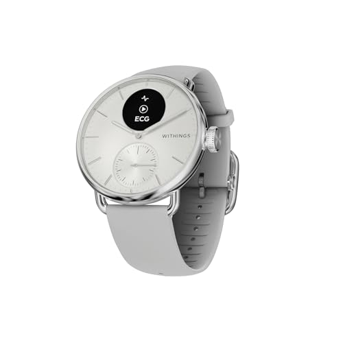 Withings ScanWatch 2, Relógio inteligente híbrido, rastreamento avançado 24 horas de saúde cardiovascular, variações de temperatura de referência, monitorização do sono e atividade, bateria de 30 dias