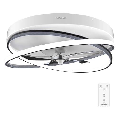 Cecotec Ventoinha de teto com luz de design EnergySilence LampAero 600 FlowLight. Motor DC, 20 W, luz LED, 5 pás de 17 polegadas, controlo remoto, 3 velocidades, temporizador e modo winter/summer