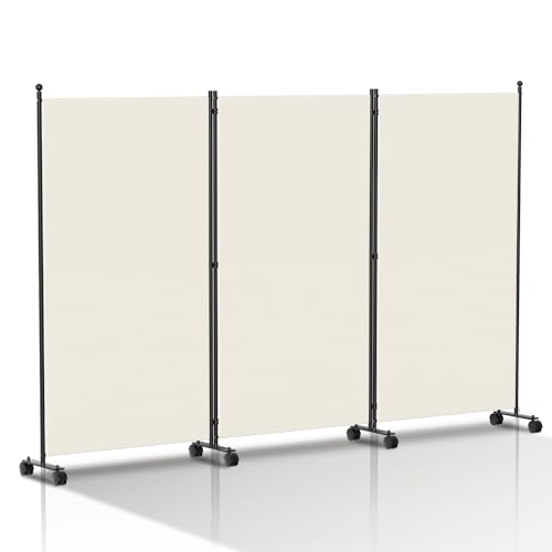 Vigevee Biombo separador de ambientes, dobrável, independente, biombo, com rodas, armário, proteção visual, separador de quartos, 3 peças, 263 x 181 cm, biombo para escritórios, varandas,