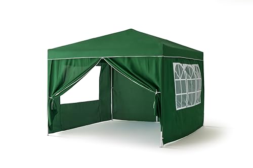 KG KITGARDEN - Tenda dobrável de 3 x 3 m com paredes para jardim, inclui etiquetas, verde/branco