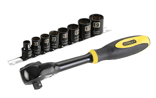 Stanley 0-94-606 - Conjunto de catraca Rotator 9 peças 3/8" cromado preto