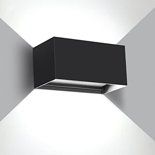 Kingwen 20 W Aplique parede interior 6000 K apliques exterior parede LED retangular luz exterior preto candeeiro de interior ângulo de feixe regulável candeeiro exterior IP65
