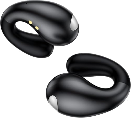 EUQQ Auriculares de condução óssea - auriculares sem fios desportivos com Bluetooth 5.3 e som envolvente, capacetes sem fios Bluetooth desporto com design ergonómico para corrida e ginásio