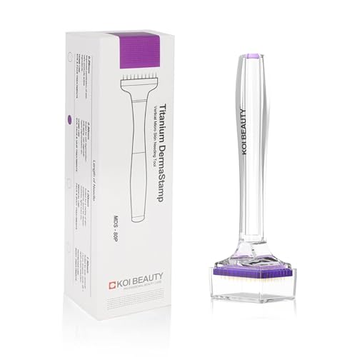 KOI BEAUTY Derma Stamp 1,0 mm, Microneedling Stamp 80 microagulhas de titânio Derma manual caneta para crescimento da barba e cuidado facial