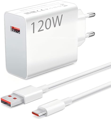 Carregador USB de 120W e cabo USB C para Xiaomi Mi14 14 Ultra 13Pro 13T 12T Pro 12 Redmi Note 12Pro 12 11S, adaptador de carregamento turbo hiper carregador para Poco F6 F5 F4 GT 5G X6 x 55 M5 Redmi