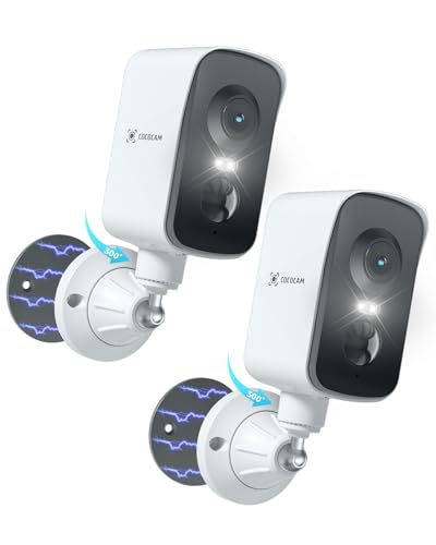 COCOCAM 2 peças Câmara portátil magnética 4G câmara de vigilância sim sem fios 2 K exterior/interior para RV/Camping/Viajar, 300 °P, bateria 1000 Ahm, PIR e deteção humana por IA, cartão SIM integrado