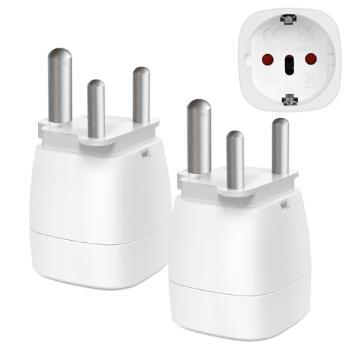 Adaptador África do Sul 2 peças, adaptador de viagem tipo M para Moçambique, Butão, namíbia, botswana, branco
