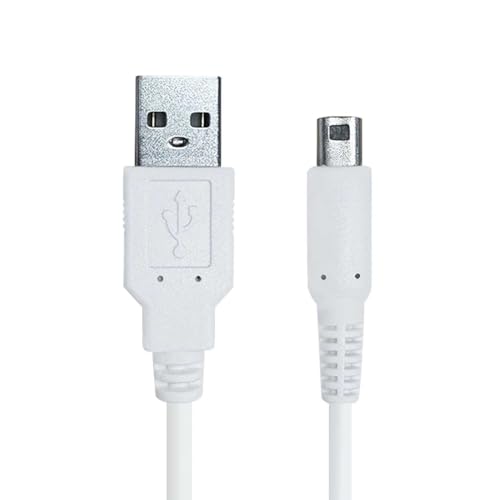 OcioDual Carregador 3ds, 2ds, dsi, cabo de carregamento USB 1,2 m compatível com consolas DSi, DSi XL, adaptador de alimentação USB, cabo carregador 2ds, branco, entrançado