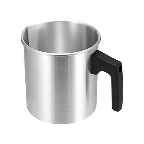 Wowlela Panela para fazer velas, panela para derreter cera de 1,2 l com cabo resistente ao calor, jarro para fazer velas de construção de alumínio, suprimentos para fazer velas