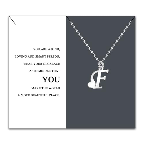 HEYEJET Colar inicial original aço inoxidável, colar mulher com pingente letra A-Z pequenas - bijuteria presente mãe filha aniversário namorada ou amigas presente com cartão inspiradora