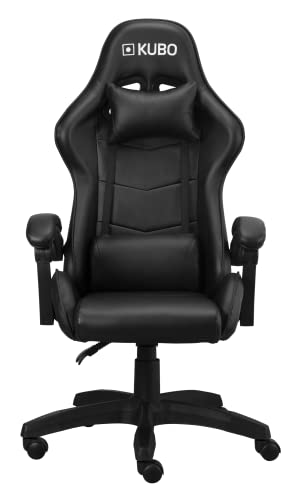 KUBO - Cadeira Gamer - ergonômica - encosto de cabeça - elevação de gás nível 4 - máximo conforto - Cor: Preto - peso máximo de até 130 kg