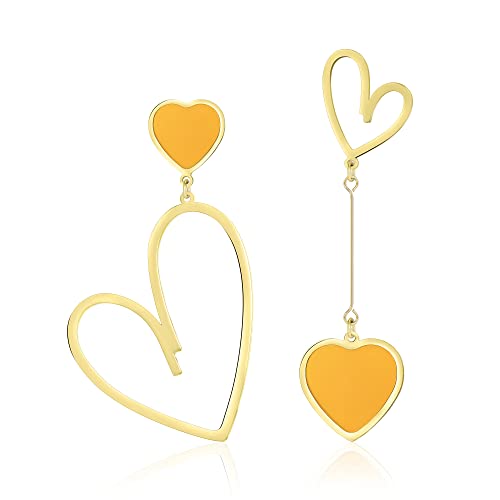 Linawe Brincos suspensos em forma de coração, brincos de aço inoxidável para mulher, brincos suspensos para casal, brincos para mulher