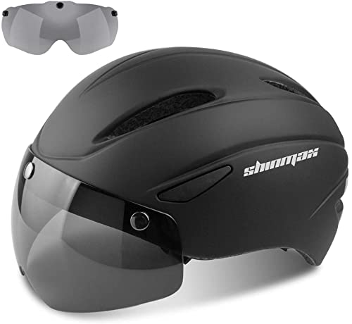 Shinmax Capacete de bicicleta certificado CE, capacete bicicleta adulto com Occhiali Magnetici Staccabili viseira Shield for homens mulheres capacete da bicicleta Mountain & Road Regolabile Protezione Ski & Snowboard