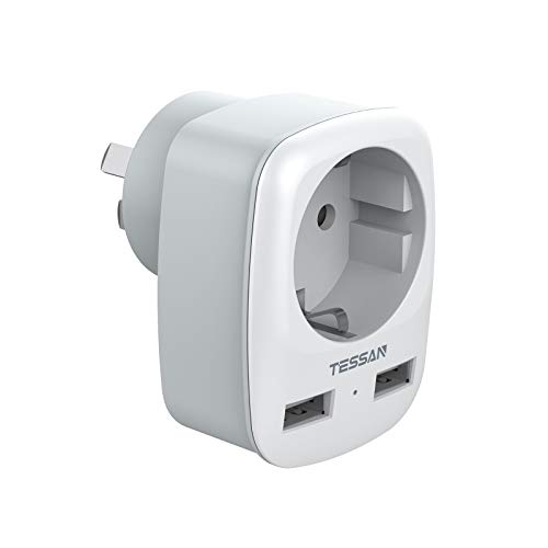TESSAN Adaptador de tomada Austrália Argentina chinês adaptador de viagem com 2 USB, espanhol 2 pernas Europa para 3 pata China para a Argentina Austrália chinês Nova Zelândia Uruguai Fiji Tipo I