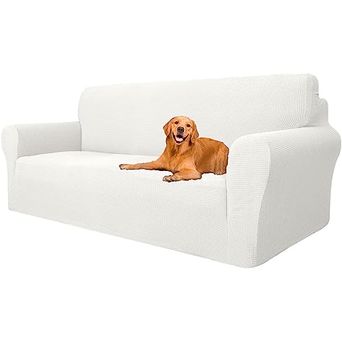 YSTELLAA Capa para sofá de 3 lugares, capa de sofá super elástica, capas para sofá anti-riscos, capas sofá para cães e gatos, protetor sofá e laváveis, (branco, 3 prazas(183 cm-234 cm)