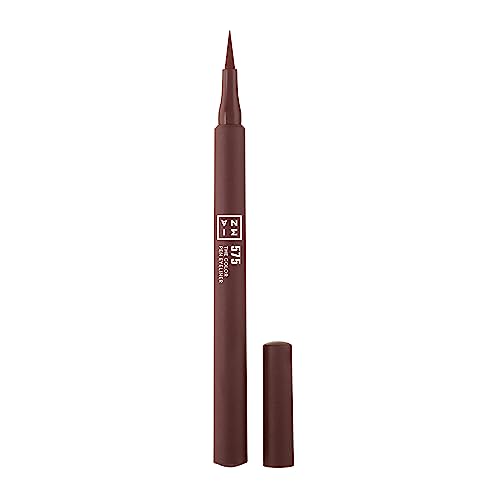 3INA MAKEUP - The Color Pen Eyeliner 575 - Castanho - Eyeliner castanho líquido mate - Delineador de olhos coloridos 10 h de duração - Apto olhos sensíveis - Vegan - Cruelty Free
