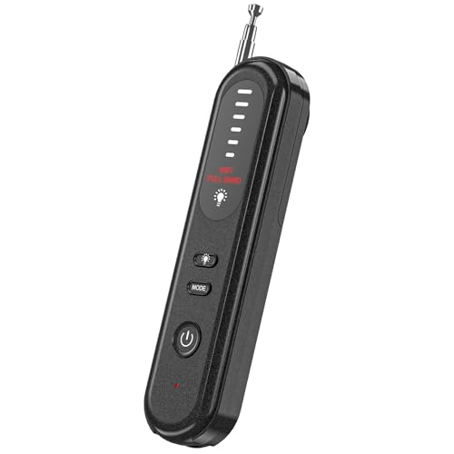 Aroeally Detector de câmara oculta detector de sinal RF gravação anti-espionagem para GPS Tracker dispositivos de audição sem fios para hotel, casa, escritório e viagens