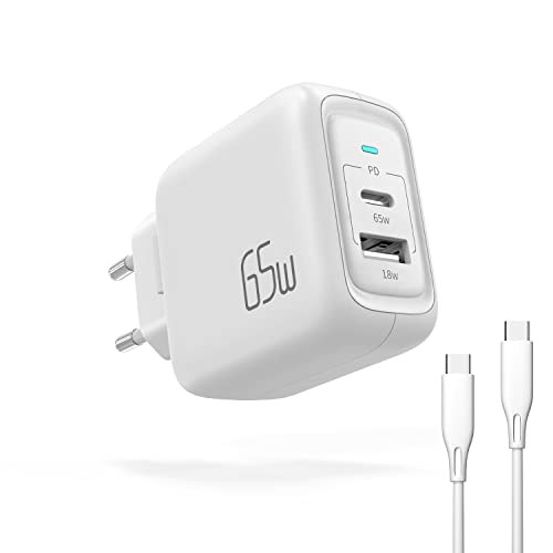 imuto Carregador USB C de 65 W, carregamento rápido PD 3.0 tipo C adaptador retrocompatível com 20 W carregador PPS com 2 portas compatível com MacBook Pro/Air, iPad Pro, iPhone 12, DELL XPS 15,