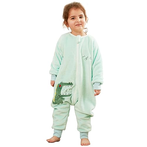 Tolaler Saco de dormir para bebé com pés de inverno, macio e aconchegante saco de dormir com pernas de inverno com estampado de animais simpático (unissexo)