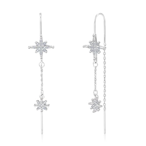 ASH'S CHOICE Brincos de mulher, brincos suspensos compridos e brilhantes, brincos de gota, hipoalergénicos, poste de prata 925, banhado a ouro 14K, presentes de joalharia