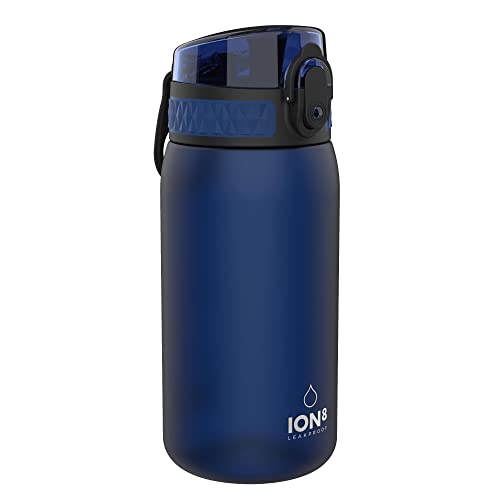 ION8 Botella de Agua para Niños, 350ml, a Prueba de Fugas, Fácil de Abrir, Cerradura Segura, Apta para Lavavajillas, Sin BPA, Asa de Transporte, Fácil de Limpiar, Neutro en Carbono
