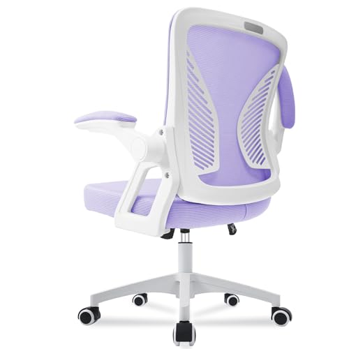 Milacyee Cadeira de escritório ergonómica, com suporte lombar, rodas giratórias de 360 graus, malha respirável, encosto de cabeça ajustável, apoio de braço regulável em altura, (violeta)