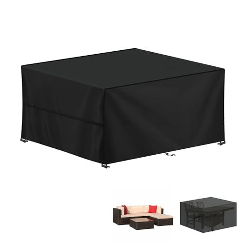 LAMUNI Capa de mesa de jardim, impermeável, 150 x 100 x 75 cm, capa para móveis de jardim, retangular, para móveis de jardim, 420D, tecido Oxford, cobertura de mesa exterior, capa protetora de mesa,