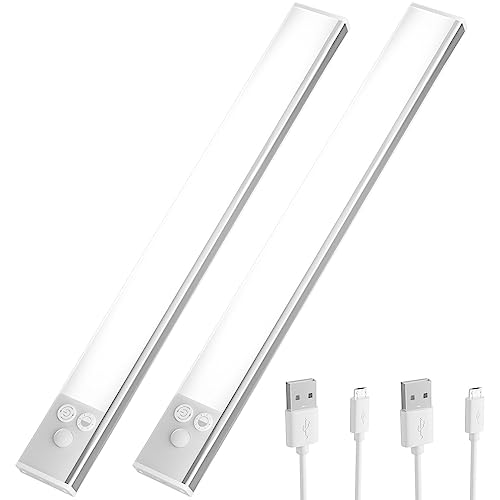 OUSFOT Luz LED com sensor de movimento 41 LEDs 3 modos luz LED autocolante USB recarregável 1500 mAh luz noturna para armário/escada/cozinha/porão/casa de banho/corredor/garagem (30 cm)