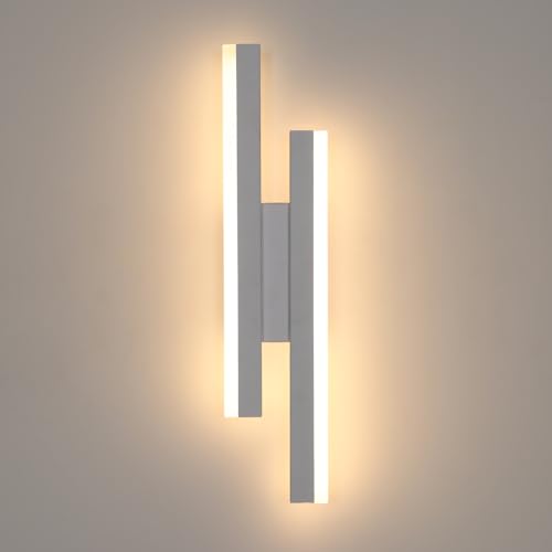 Riserva Apliques de parede interior 16 W, modernos candeeiros de parede brancos 3000 K luz quente, aplique de parede preto para sala de estar, quarto, escadas