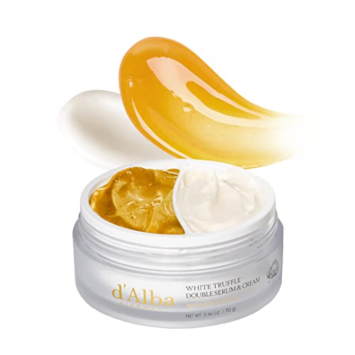 d'alba Creme e soro duplo de trufa branca italiana, 2 em 1 personalizável, elasticidade e cuidados nutritivos, creme vegano para todos os tipos de pele, skincare coreano (70 g)