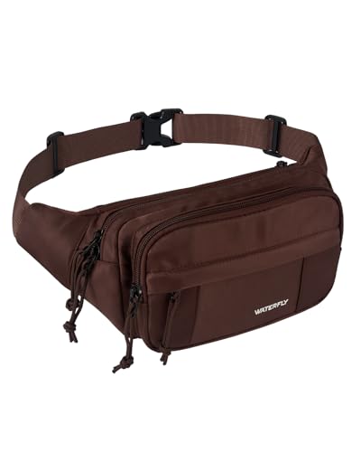 Waterfly Bolsa de cintura mulher homem para marcha viagens caminhadas bicicleta, Marrom escuro, bolsa cintura