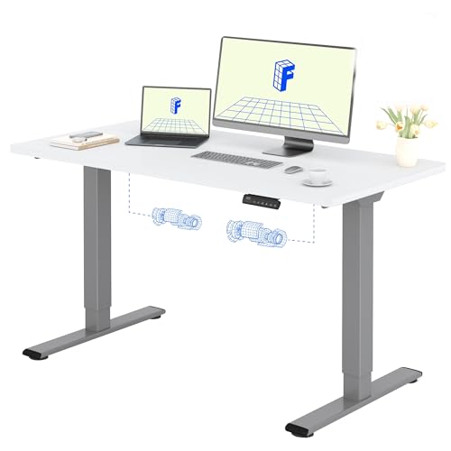 FLEXISPOT Mesa elétrica elevável, 120 x 80 cm, com placa inteira com 2 motor, Standing Desk, mesa elevável de secretária com 4 opções de memória inteligente para escritório e casa - branco